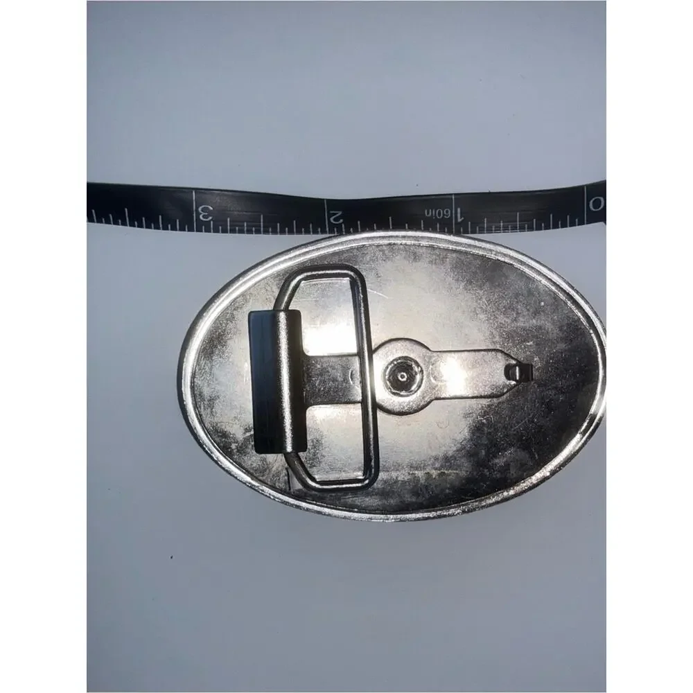 VINTAGE Western Horse & Rider Oval Belt Buckle - Shiny Black